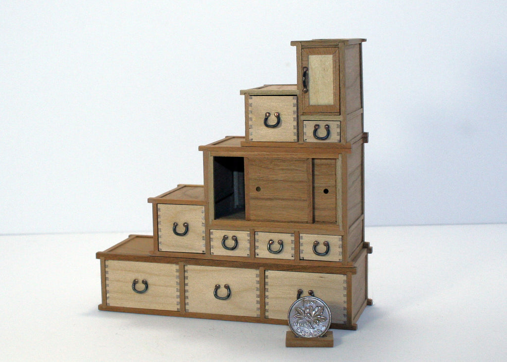 Japanese Tansu Miniature Step Cabinet