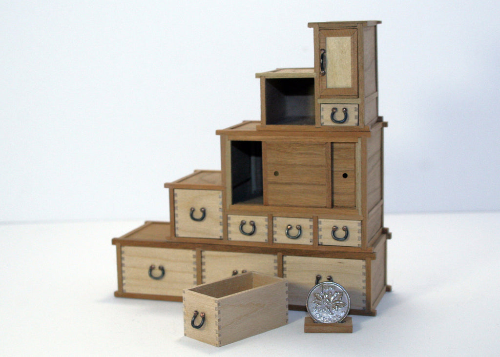 Japanese Tansu Miniature Step Cabinet